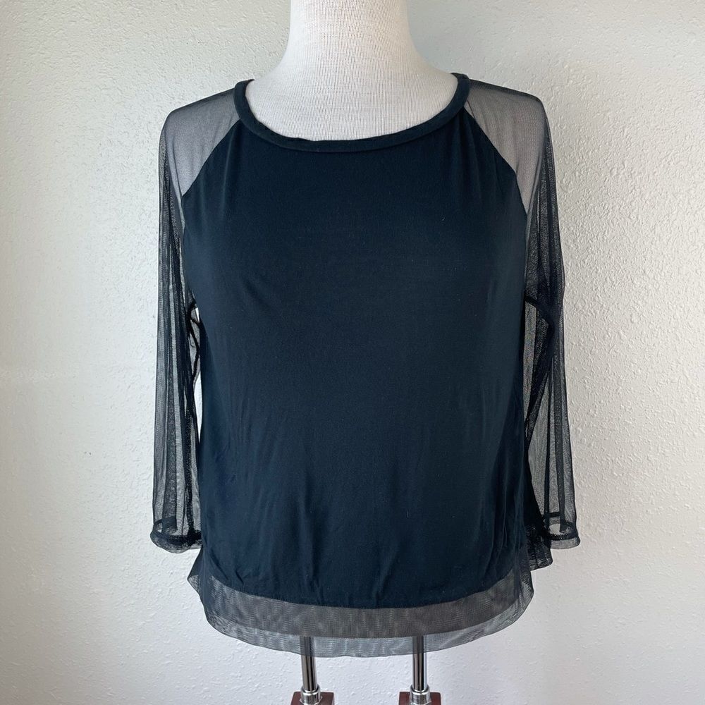 American Eagle Black Sheer Long Sleeve Top EUC